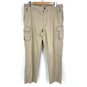 ORVIS Mens Tan Cotton Cargo Pants Belted Pockets Size 38 Khaki Wide Leg‎